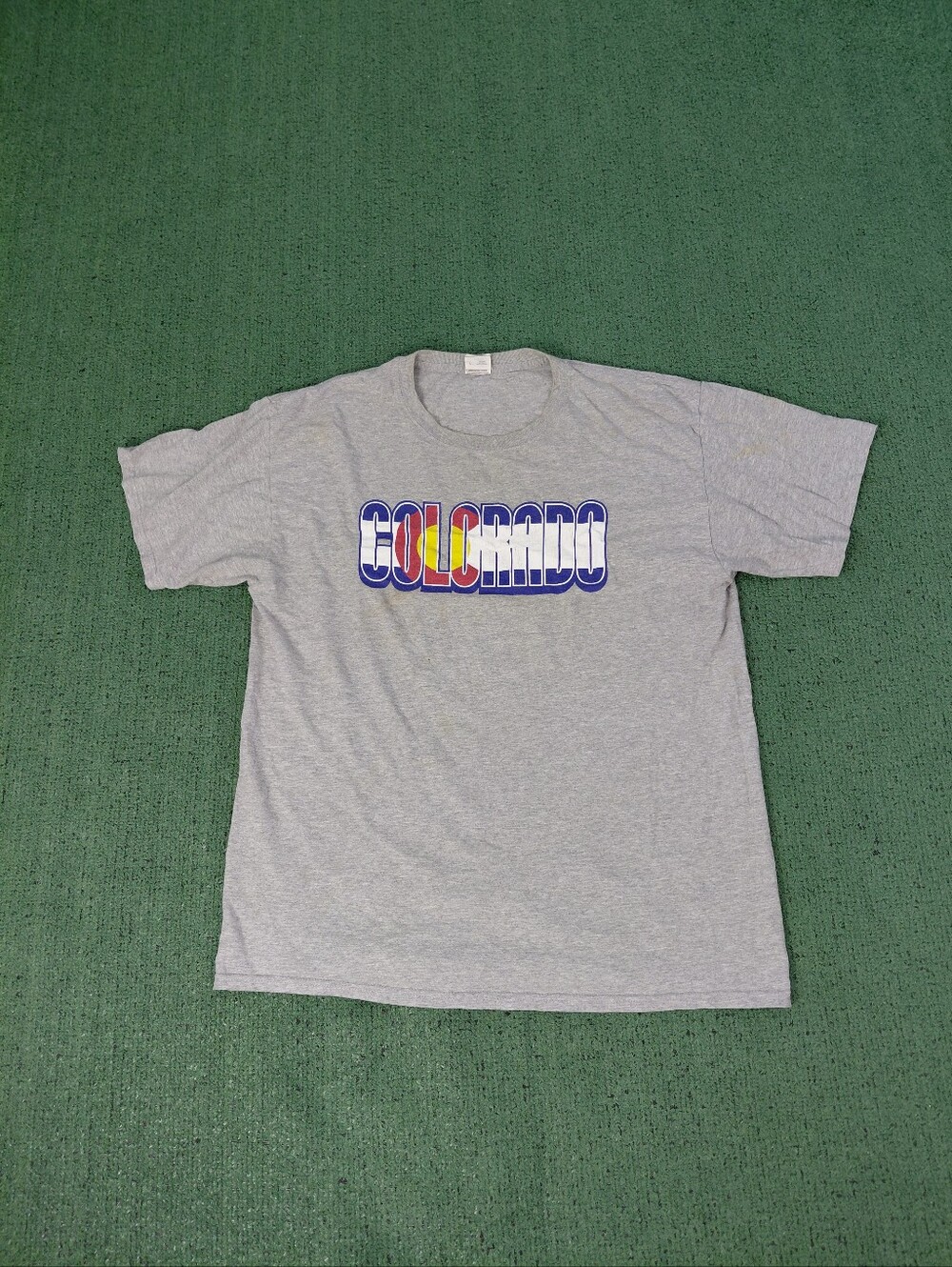 Vintage 2003 Colorado State Flag Letters Tourist Travel Y2K Gray T Shirt Sz Larg